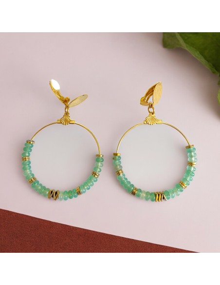 Boucles d'oreilles clips créoles Heishi