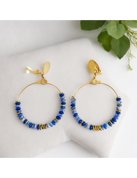 Boucles d'oreilles clips créoles Heishi