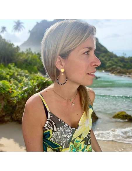 Boucles d'oreilles clips créoles Heishi