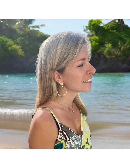 Boucles d'oreilles clips créoles Heishi