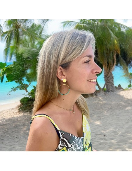 Boucles d'oreilles clips créoles Heishi