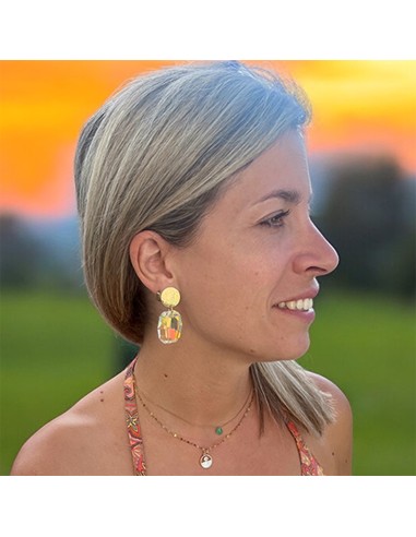 Petites Boucles D'oreilles Clips En Chrome Et Cristal - Modèle W102 - Occasion Bon état