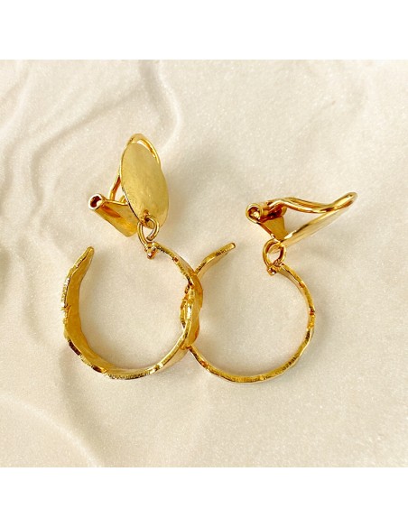 Boucles d'oreilles clips anneau martelé Sicile