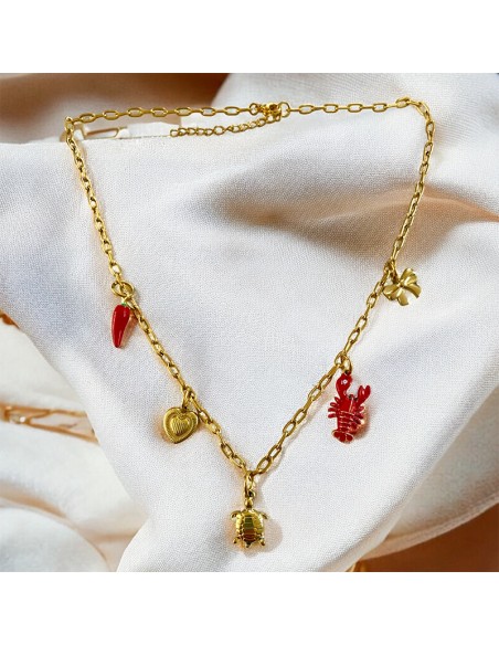 Collier 5 Charm's acier inoxydable