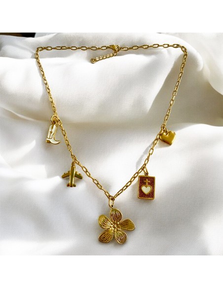 Collier 5 Charm's acier inoxydable