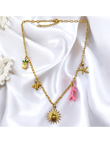 Collier 5 Charm's acier inoxydable