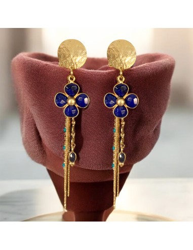 Boucles d'oreilles hématites et diamants - Puce d'oreille