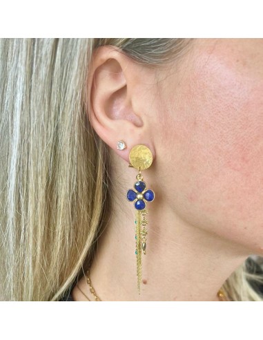Boucles D'oreilles Clips Pendantes Perles Noires Et Dorées - Neuf Sans Boîte