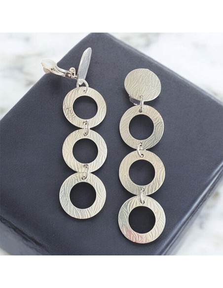 Boucle d'oreille clip  Cascade argent925