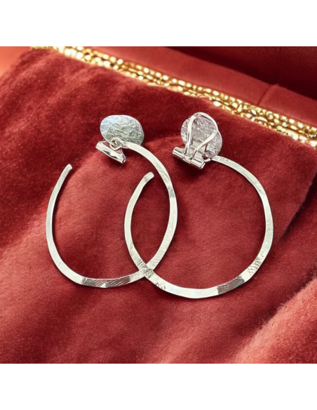 Boucles d'oreilles clips créoles fines argenté