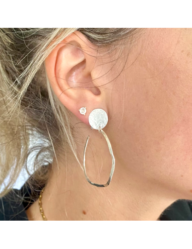 Créoles Perle Verte Transparente - Boucles D'oreilles Fantaisie Argentées 4 Cm