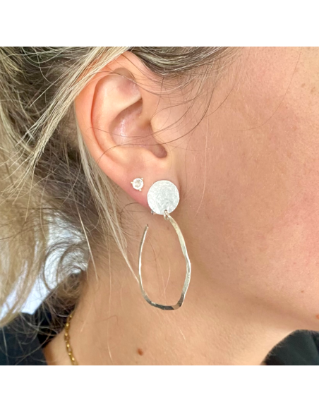 Boucles d'oreilles clips créoles fines argenté