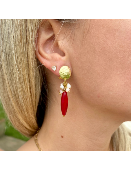 Boucle d'oreille clip senorita rouge