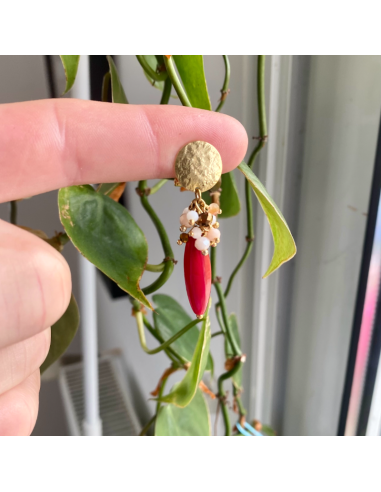 Boucle d'oreille clip senorita rouge