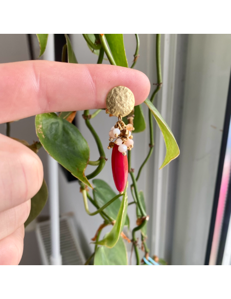 Boucle d'oreille clip senorita rouge