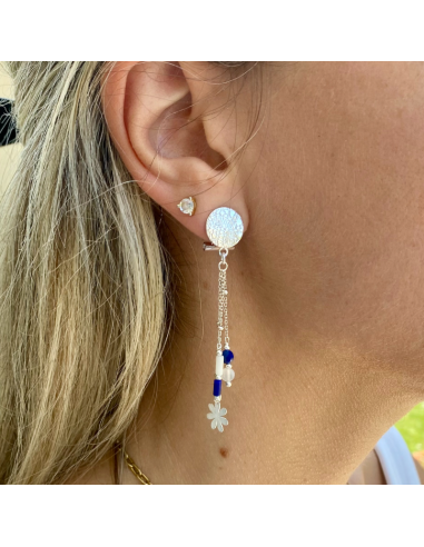 Boucles d'oreilles clips Botanic argent pendantes fleur 2