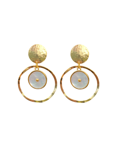 Boucles d'oreilles clips créole nacre...