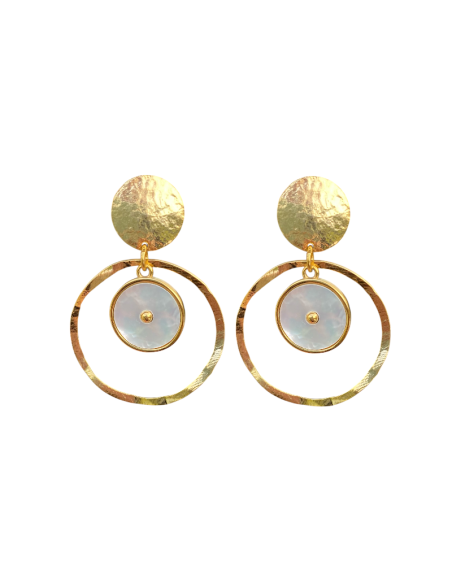 Boucles d'oreilles clips créole nacre Heaven