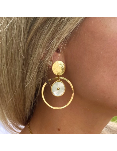 Boucles d'oreilles clips créole nacre...