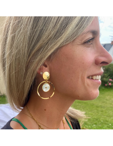 Boucles d'oreilles clips créole nacre...