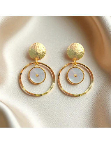 Boucles d'oreilles clips créole nacre Heaven