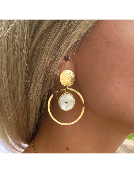 Boucles d'oreilles créole et nacre