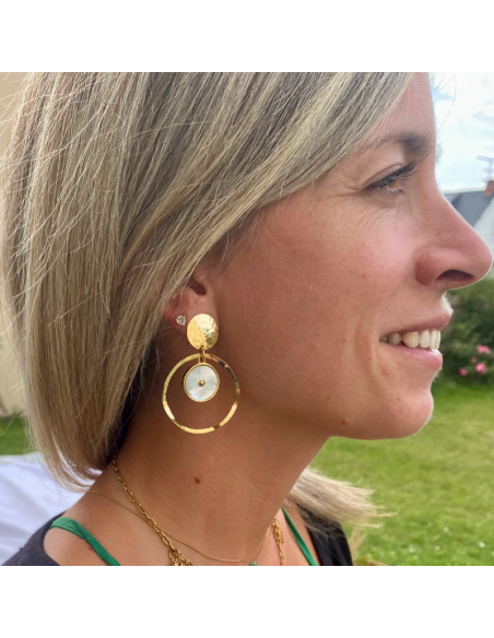Boucles d'oreilles créole et nacre