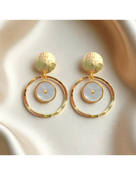 Boucles d'oreilles créole et nacre