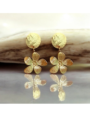 Boucle d'oreille Fleur acier