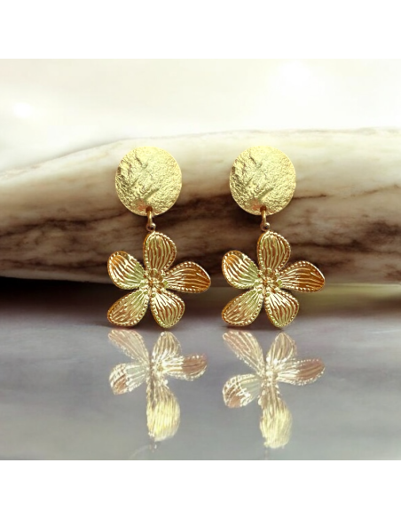 Boucle d'oreille Fleur acier