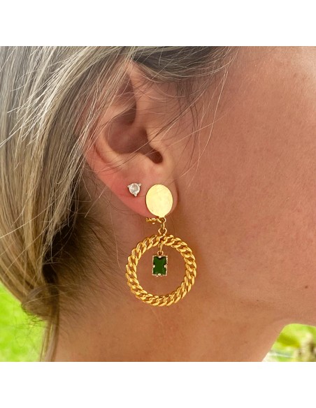 Boucle d'oreille clip créole Torsade