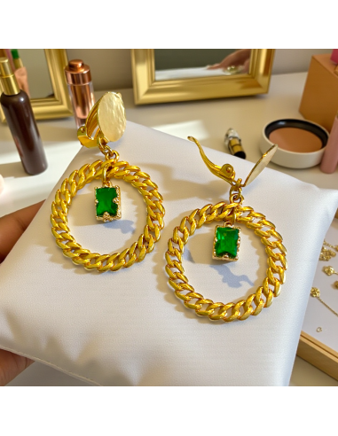 Boucle d'oreille clip créole Torsade