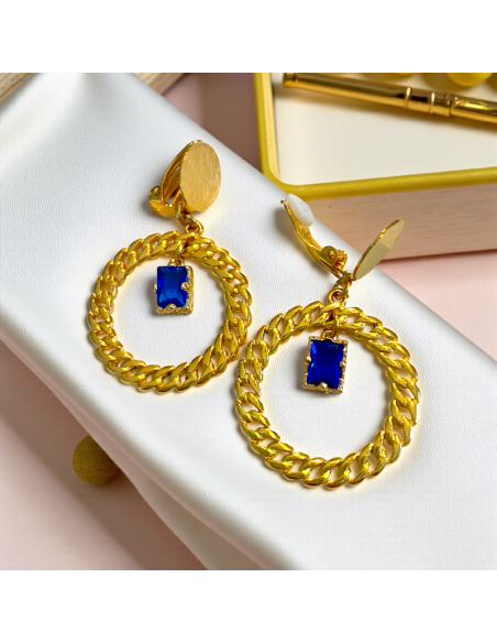 Boucle d'oreille clip créole Torsade