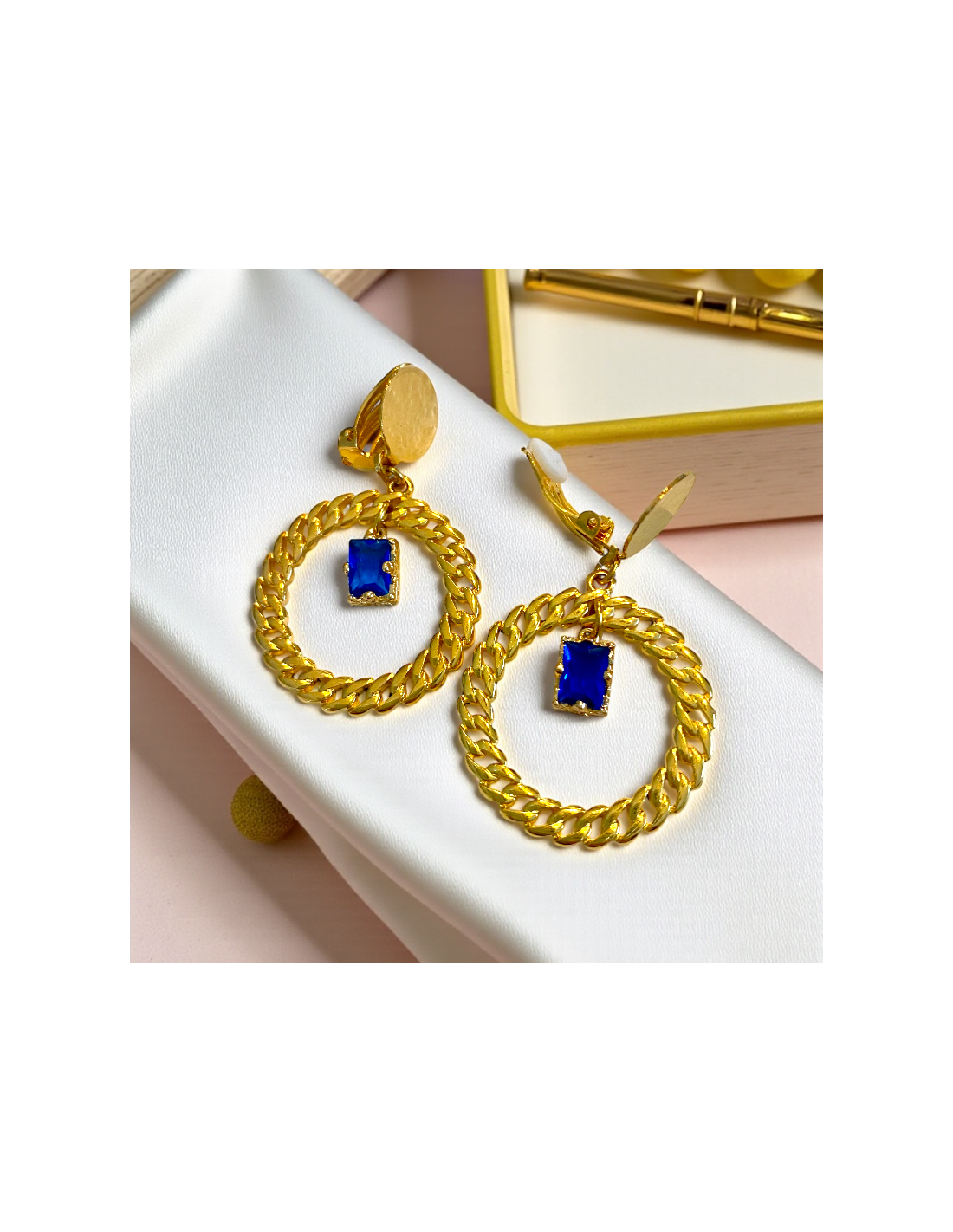 Boucles D'oreilles Clips Dorées Style Chaîne D'ancre - Occasion En Bon état - Matière Métal Doré