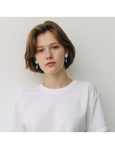 Boucles d'oreilles clips Swarovski grises