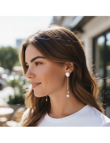 Boucles d'oreilles clips Botanic argent pendantes fleur 2