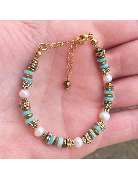 Bracelets Perles d'eau douce et pierres fines