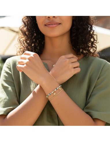 Bracelet étoile de mer, pierres et perles d'eau douce 2