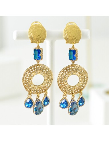 Boucle d'oreille clip pendante Blue Lights