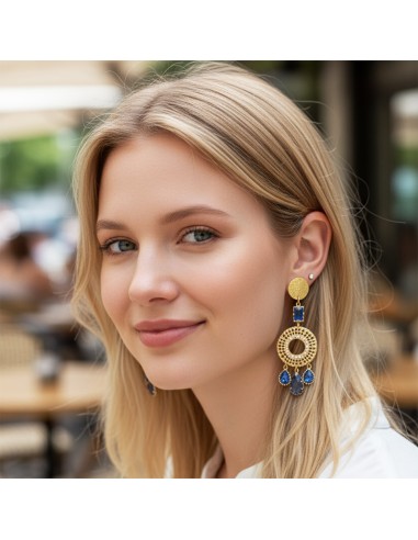 Boucle d'oreille clip pendante Blue...