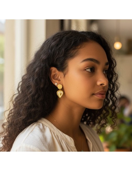 Boucle d'oreille à clip Coeur nacré