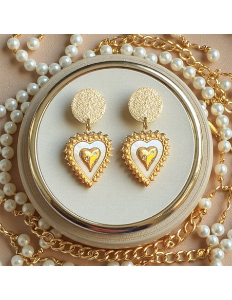 Boucle d'oreille à clip Coeur nacré