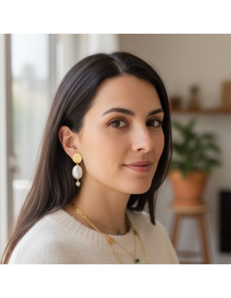 Boucles d’oreilles à clips perle nacrée & perle d’eau douce