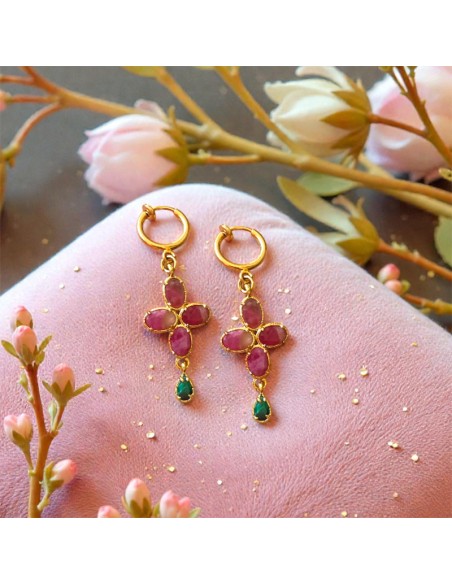 Boucles d'oreilles clips pierres fines