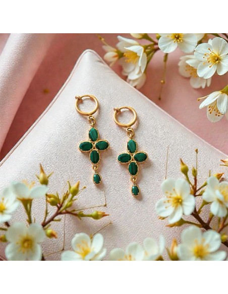 Boucles d'oreilles clips pierres fines