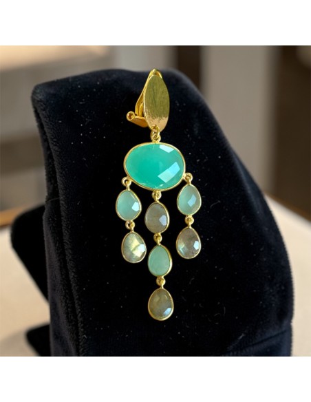 Boucles d'oreilles clips Labradorite