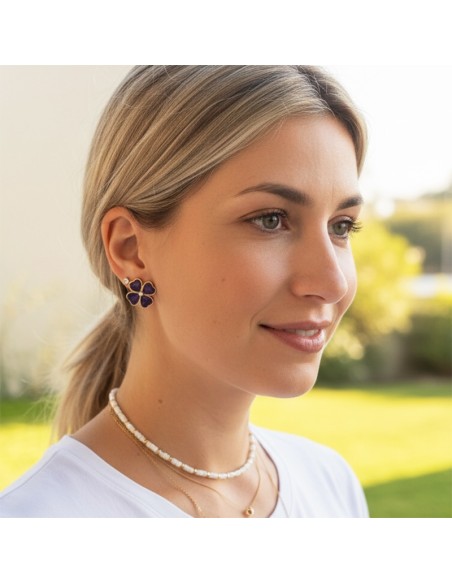 Boucles d'oreilles clips court Lapis