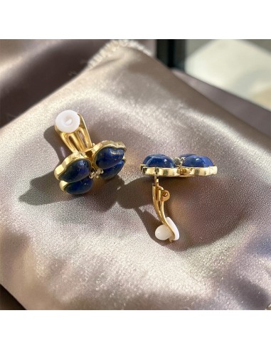 Boucles d'oreilles clips court Lapis