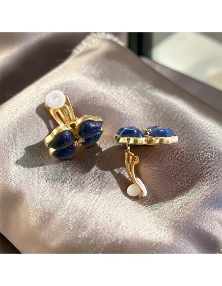 Boucles d'oreilles clips court Lapis