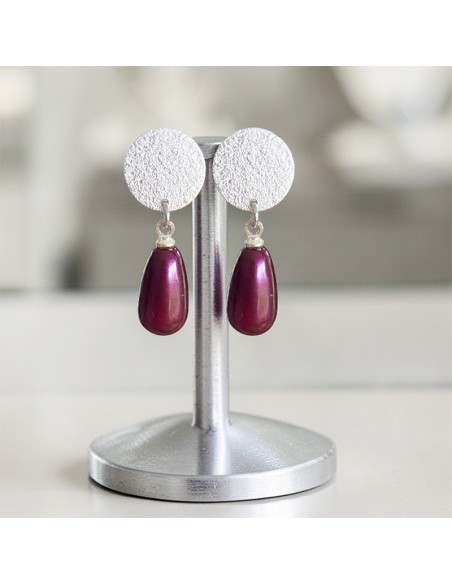Boucles d'oreilles clips nacrées roses/aubergines